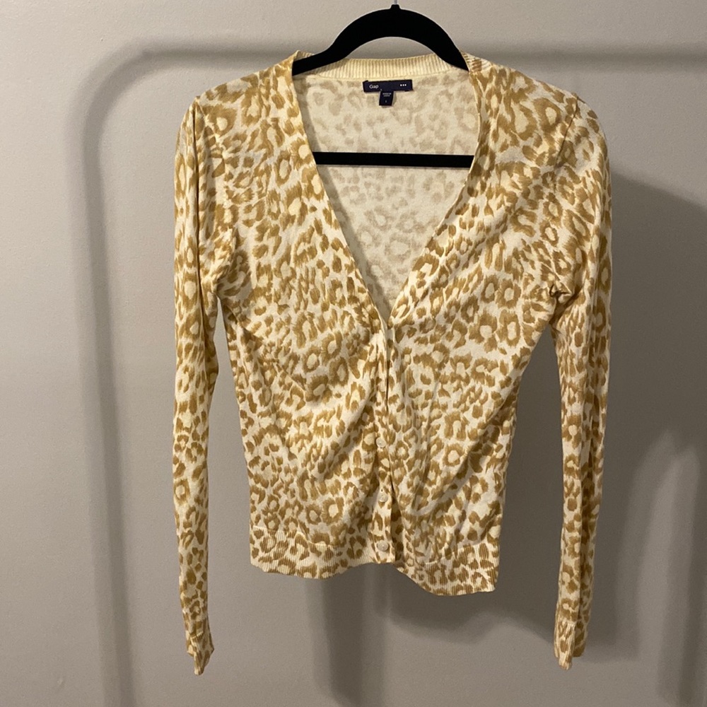 Gap Small Cheetah Buttoned Cardigan